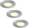 HCFEI 3er Set LED Einbaustrahler Chrom gebürstet - rund flach 5 Watt dimmbar Warmweiss 3000K 230V IP44 – geeignet für Bad, Küche, Sauna, Außenbereich – Ø65-75 mm Bohrloch, 120°Abstrahlwinkel