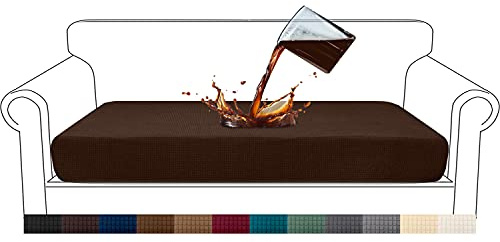Granbest Premium Wasserdicht Sofa Sitzkissenbezug, High Stretch Jacquard Sitzkissenschutz Sofasitzbezug für Couch (3 Sitzer, Schokolade)