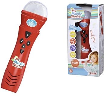 Simba 106832489 - My Music World Lustiges Mikrofon, Karaoke, mit Stimmverzerreffekten, 6 Demo Songs, 3 Licht und Sound, 22cm, Für Kinder ab 4 Jahren geeignet