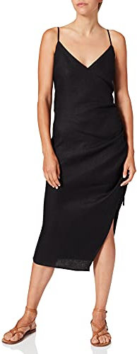 NA-KD Women's Drawstring Midi Dress Casual, Black, EU 42
