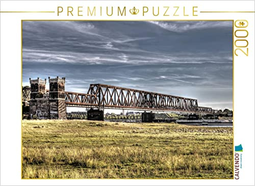 CALVENDO Puzzle Die Hochfelder Eisenbahnbrücke von Rheinhausen aus | 2000 Teile Lege-Größe 90 x 67 cm Foto-Puzzle für glückliche Stunden