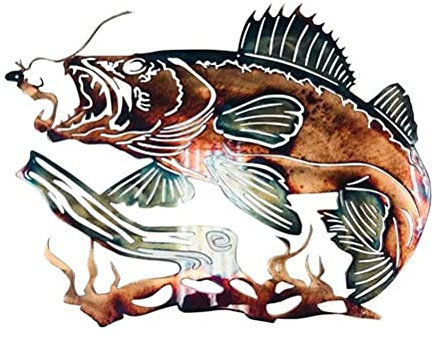 WINBST Wanddeko Metall,Böhmische Schlafzimmer Wohnzimmer Modern Flur Treppen Hängen Metall Wandkunst Realistische Mandarinenente Ente großer Fisch Motiv Metall Wandbild Silhouette