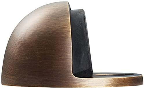 Floor-mounted Oval Doorstop - 44 x 22mm - Antique Brass Half Moon Stopper | Protective Door Buffer - Wall Protection Bumper - Internal Door Accessories