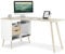 VonHaus Computer Desk – Light Oak Effect Office Desk – Computer Table with Storage Drawers & Shelves – Corner L Shape Office Table