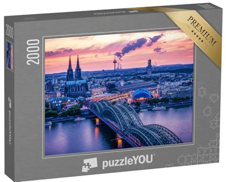 puzzleYOU: Puzzle 2000 Teile „Kölner Skyline bei Sonnenuntergang, Deutschland“ – aus der Puzzle-Kollektion Köln, Deutsche Städte