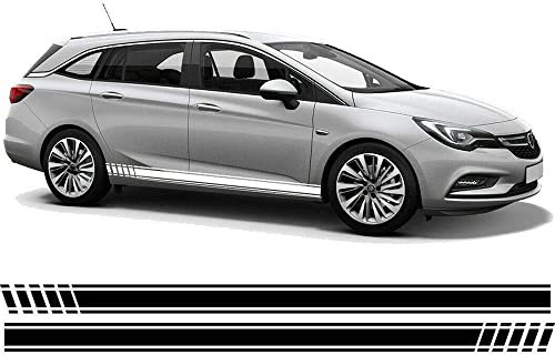 Auto-Dress Seitenstreifen Aufkleber Set/Dekor passend für Opel Astra - Motiv: Clean (125 Nimbus Grey)