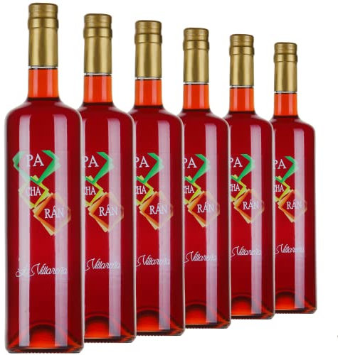 Pacharán 25% Licor La Rioja - Lote 6 botellas 70cl - La Villareña - Macerado con endrinas seleccionadas en crema de anís