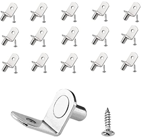 Glas-Regalstütznägel, 6 mm, L-förmig, 25 Stück | Stützklammern mit Loch, für Möbel, Schrank, Regalstifte, Küchenmöbel