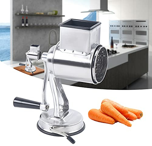 kangten Cheese Grater, Manual Vegetable Grater with 5 Drum Blades, Stainless Steel Drum Grater, Vegetable Cutter for Cheese, Cucumbers, Carrots, Nuts