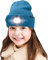 ATNKE Kids LED beleuchtete Mütze mit Licht, USB Wiederaufladbare 4 LED Scheinwerfer wasserdichte Winterwärmer Strick Nachthüte mit leichten Jungen Mädchen/Peacock Blue