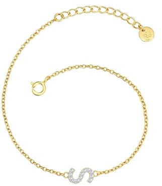 GLANZSTÜCKE MÜNCHEN Damen Armband Buchstabe S aus 925/- Sterling Silber mit Zirkonia