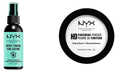 NYX Professional Makeup Spray Fixateur, Tenue Longue Durée, Fini Velouté, 60 mL & Poudre de Finition Compacte Perfectrice de Teint High Definition, Finit Mat, Teinte : Translucide