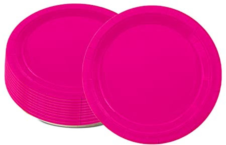 ATBEAMEN 16PCS Hot Pink Paper Plates 18cm,Disposable Paper Plates 7 inch Solid Color Paper Round Dinner Plates Tableware Party Plates for Birthday,BBQs,Picnic,Kids Shower Party Plates Supplies