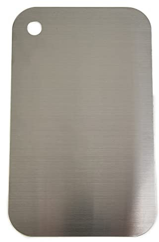 FUBESK Schneidebrett aus robustem Edelstahl, Küchenbrett aus Weizenstroh, 30 x 20 cm, Silber