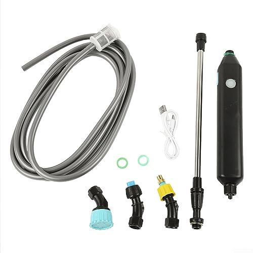 Emiif Elektrische Pflanzengießkanne 300 cm Schlauch Tragbare wiederaufladbare Gießkanne Gartenspritzpistole Pflanzensprüher Elektrisches Wassersprinkler Kit