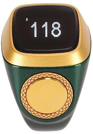 Smart Counter Ring, 18 Mm Digitaler Zähler-Fingerring, Zeitanzeige, Leichtes, Tragbares 0,49-Zoll-Display für die IQibla-App (Grün) | Bluetooth 5.1 App Sync for Prayer Times, Tracks Dhikr Counts at 33/66/99/100, 40mAh Battery Lasts 3 Days, Screen Shows T