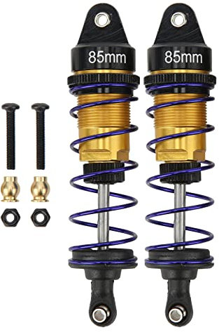 Tissting 2 Stück RC Stoßdämpfer, 85mm/3,3 Zoll Aluminium Legierung RC Car Feder Dämpfer Öl Druck Einstellbar Zusammengebaut RC Dämpfer Set für 1/10 RC Auto(Gold)