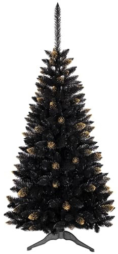 Schwarzer künstlicher Weihnachtsbaum Fichte Ghana PVC, Gold, 150cm
