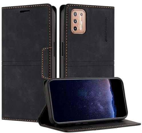 TOUCASA Funda Tipo Cartera para Motorola Moto G9 Plus, Cuero Flip Folio Carcasa, Funda con con Soporte Plegable magnética incorporada para Moto G9 Plus (Negro)