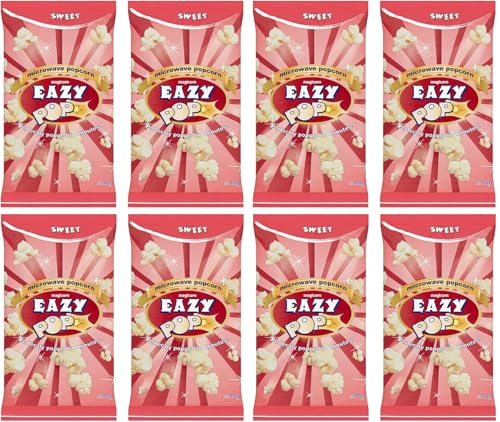 Eazy Pop Microwave Popcorns | Magicorn Salted, Sweet & Butter Popcorns Seeds | Popping Pop Corn Kernels for The Vegetarians Family | Perfectly Popped in Minutes (8 Pack, Sweet)