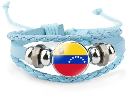 Pulsera De La Bandera De Venezuela - Brazaletes De La Bandera Nacional De Moda Ajustables para Mujeres Hombres, Pulseras De Bandera De Cuero Tejidas Hechas A Mano Coloridas Joyer