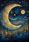 Taxpy Personalisierte Wandkunst Verträumter Sternenhimmel-Mond,40 * 60cm Poster Wohnzimmer Bilder Deko Schlafzimmer Wandbild Leinwandbild mit Kunstdruck
