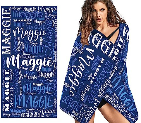 papasgix Badetuch mit Namen 76x152cm Mikrofaser Personalisiertes Strandtuch Leicht und Schnelltrocknend Saunatuch Badehandtuch Duschtuch für Reise, Strand, Sauna