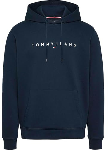 Tommy Jeans TJM Reg Linear Logo Hoodie EXT Pullover-Kapuzenpulli, Herren, Blau (Dark Night Navy), Xs