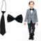 Qaziuy Krawatte Kinder Fliege Jungen Set,Verstellbare Vorbindung Kinder Krawatte Schwarze Fliege Jungen Abschlussfeier Hochzeit