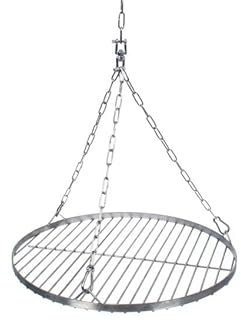 NAJDER Set de Grille Ronde en Acier Inoxydable Ø700 mm avec Chaîne de Suspension Ø3 mm, Grille Ronde pour Barbecue Pivotant avec Jeu de Chaînes, Émerillon et Mousqueton, pour Barbecue Suspendu