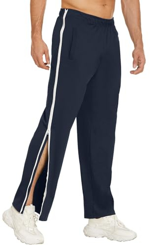 Reha Hose Damen Herren Seitlich Zu Öffnen Baggy Trainingshose mit Seitlichem und Reißverschluss Am Bein Weites Bein Schnellfickerhose Druckknöpfen Sporthose Freizeithose Breite Jogginghose Sportswear