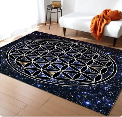 Blume des Lebens Yoga Zen Teppich Für Home Room Schlafzimmer Nachttisch Dekor Großer Anti-Rutsch-Bereich Teppich Zimmer Krabbelmatte 60X90Cm