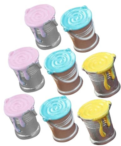 WHAMVOX 8pcs Simulated Paint Bucket Mini Paint Pot Models Small Paint Bucket Models Mini House Crafts Miniature Paint Pot Models Mini House Adornment Mini House Accessories Resin