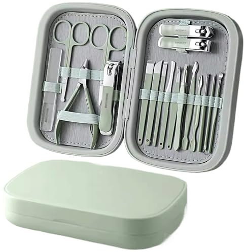 GLigeT Set Manucure Ensemble de Coupe-Ongles for Hommes, Coupe-Ongles, pédicure, décoration Originale, Ciseaux for la Peau des Pieds, Pinces Kit manucure Pedicure(Green)