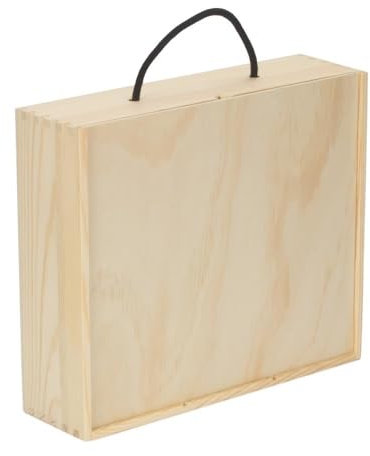 Red Hamper 3 Beer Bottle Pinewood Carry Case with Solid Lid, Brown, One Size