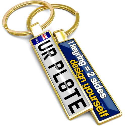 SONZE Custom Number Plate Keyring with Name Text Logo Photo Initial - License Plate Keyring Vehicle Reg Plate Keychain Keyfob Car Accessory Personalised Gifts