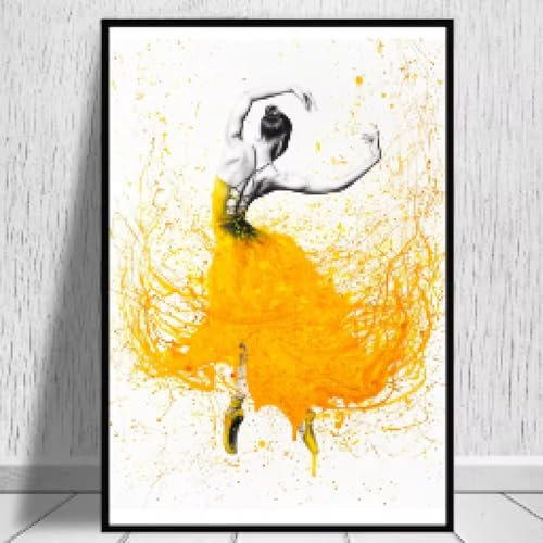 BMGKYAGL Graffiti-Leinwandgemälde, farbig gemalte Kunstplakate, Ballett, Miss, Schauspielerin, Tanzbilder, Home Prints, Wohnzimmerdekor, 40 x 60 cm, rahmenlos