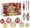Truevaste Weihnachtskugeln, 102er Set Christbaumkugeln Kunststoff, Mit Baumkronensterne, Weihnachtsbaumkugeln für Christbaumschmuck, Gold und Rot