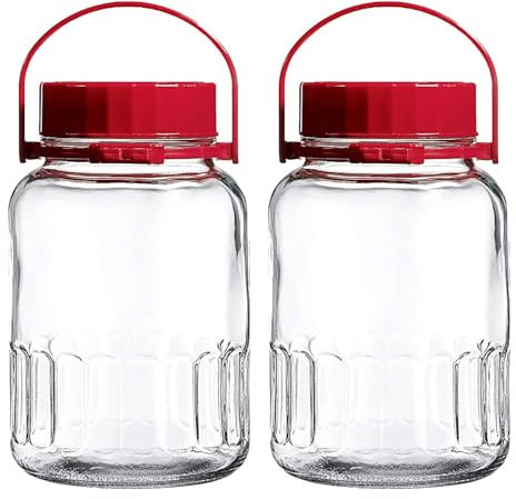 NCPSAKD 3l/0.75gal,Glasgefäß mit Deckel und Henkel, Weithalsverschluss, 2er Set