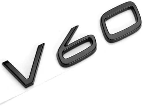 zhangqin Emblem Abzeichen Aufkleber für Volvo C30 V40 V50 V60 V90,Glanz Kotflügel Logo 3D Logo Auto Aufkleber Emblem Zeichen Chrom,Sticker Metall 3D Schrift Decal Autoaufkleber, V60- Black