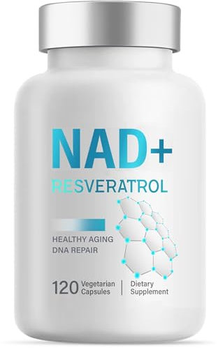 NAD+ Supplement 1000MG Resveratrol, Alternative für Zellenergie & Gesundes Altern, NAD+ Boosting Supplement für Maximale Absorption zur Unterstützung der Zellenergie, Fokus und Anti-Aging-120 Kapseln