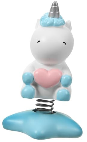 HOMOCONO Einhorn Wackelkopf Ornament 1 Stück Nickendes Für Auto Und Schreibtisch Himmelblaues Cartoon Spielzeug Für Armaturenbrett Und Desktop Deko