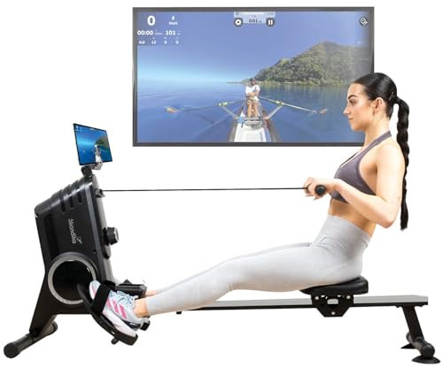 Skandika Oxford Pro | Magnetbremssystem, Bluetooth, Indoor Rudersportgerät mit App, 8 Widerstandsstufen, bis 120 kg | Rudergerät für zuhause, Rudermaschine, Krafttraining, Rudergeräte