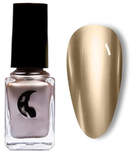 Champagne Gold Metal Mirror Nail Polish - Quick Drying Metallic Effect, No UV Needed, Perfect for Chrome Nails and Magic Mirror Gel Look