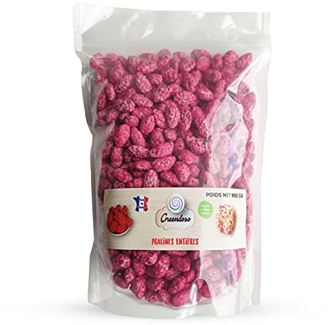 GREENDOSO® Pralines Roses Entiéres Amandes (18%) 1 KG, (Colorant Naturel) Fabrication Artisanale Française