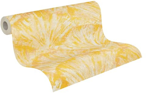 Livingwalls Hot Spots Motivtapete 10,05 m x 0,53 m mit sanfter Blattoptik - Gelb, Creme, Beige, Metallic - Vliestapete, Wanddeko im natürlichen Stil Made in Germany - 781984
