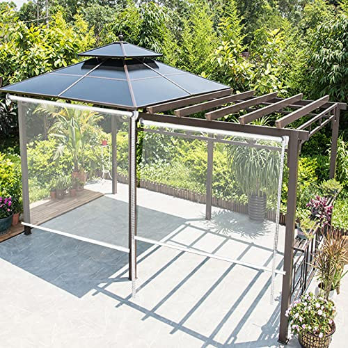 Tenda avvolgibile in PVC trasparente, impermeabile, per interni ed esterni, decorazione da giardino, spessore 0,5 mm, trasparente, con raccordi, tende avvolgibili per pergola, 90 x 300 cm