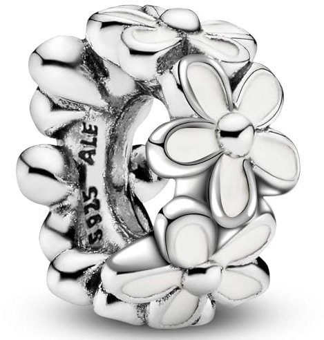 J.Fée Charms Anhänger für Damen in 925 Sterling Silber, Kettenanhänger Silber, Gänseblümchen Anhänger Perlen, Stilvoll Schmuck Damen Geschenke für Frauen, 1 Pcs