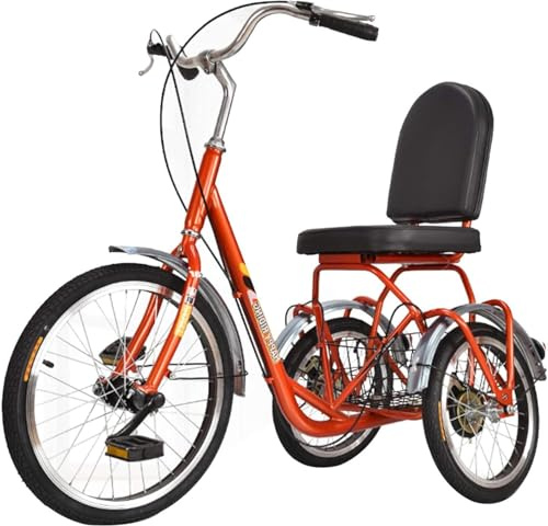 Dreirad Für Erwachsene Faltbar, 20-Zoll-trikes Für Erwachsene 3-Rad-Fahrrad Mit Niedrigem Einstieg In Den Rahmen Aus Kohlenstoffstahl, 3-Rad-trikes Mit Abnehmbarem Korb, Orange