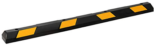 GYMAX Cales de Roues 183cm, Butée de Stationnement en Caoutchouc Résistante, Capacité 4000KG, 8 Bandes Réfléchissantes Jaunes, pour Voiture, Camion, Camping-Car, pour Garage, Allée, Parking